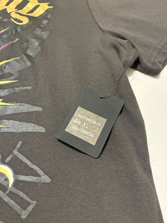 Ed Hardy Charcoal Tee with Yellow and Neon Accent Graphic - Picture 3 of 6